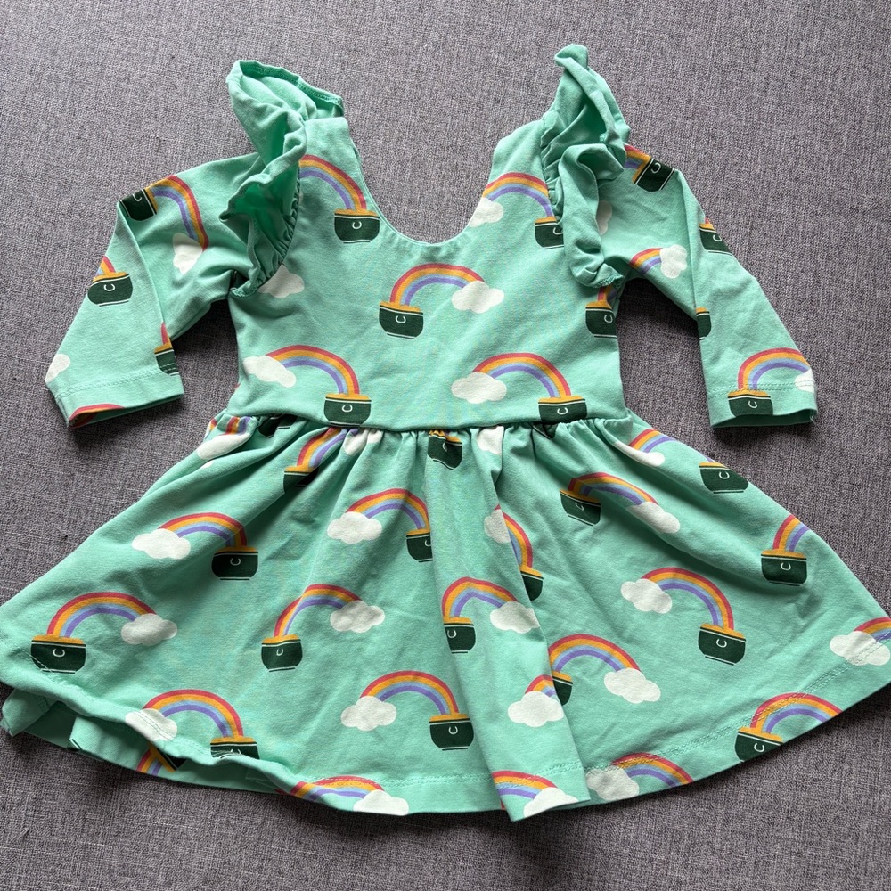 Charming Green Rainbow Kids Dress